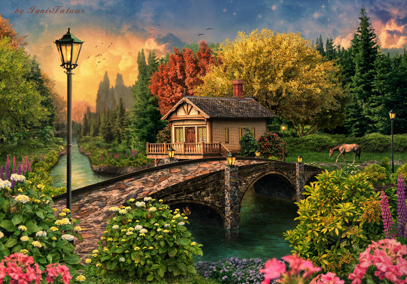 Cottage on a Bridge — Green