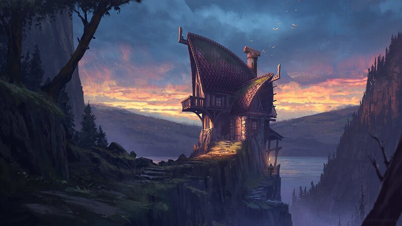 Cottage on a Cliff — Blue