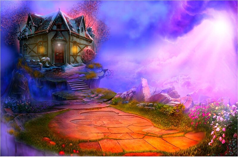 Cottage on a Cliff — Purple