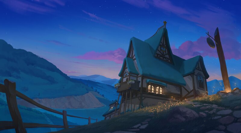 Cottage on a Hill — Blue