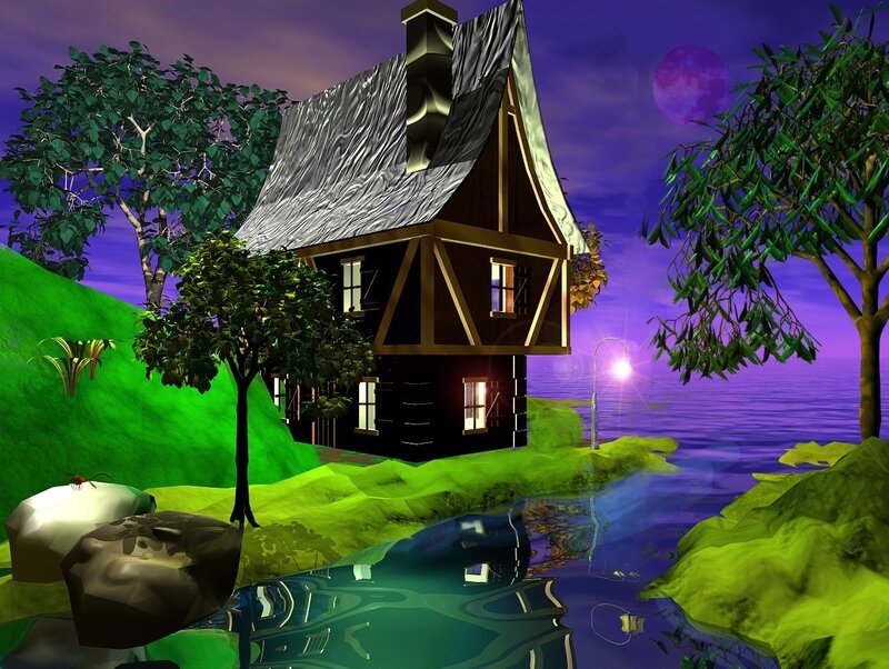 Cottage on a Hill — Purple