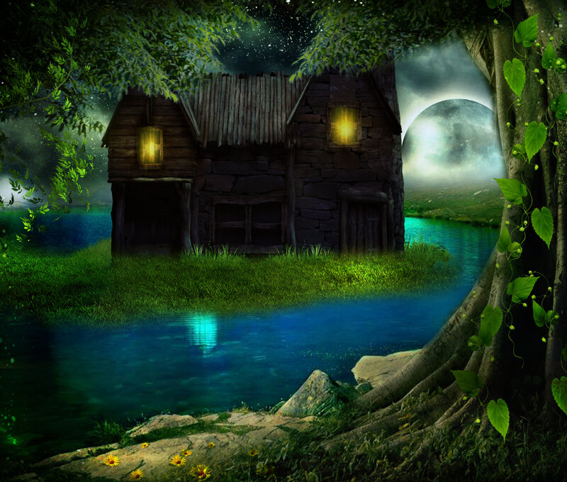 Cottage on a River Island