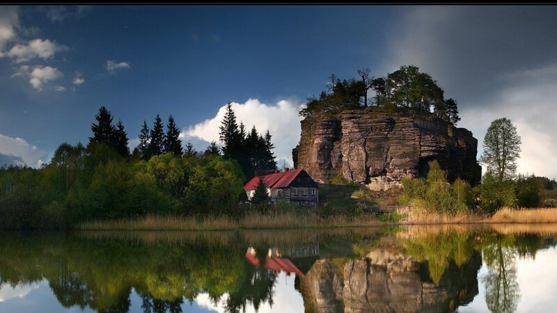 Cottage on a Rock Island — Blue