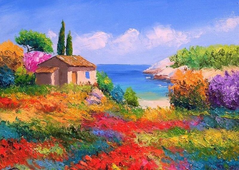 Cottage on Coastal Hill — Blue