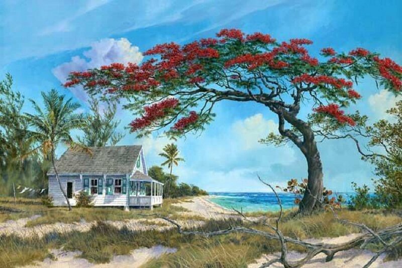 Cottage under Flowering Tree