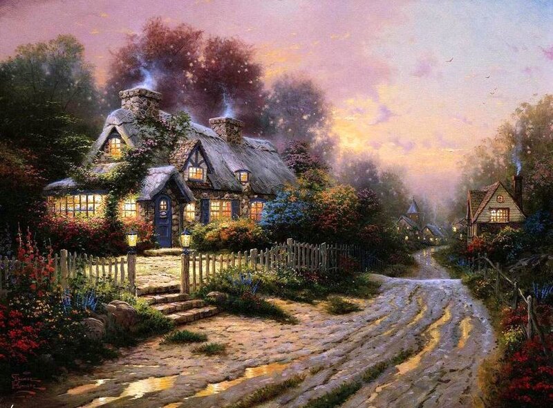 Cottage Village at Dusk