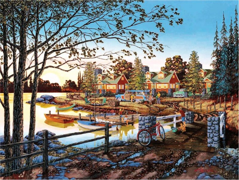 Cottage Village by Lake