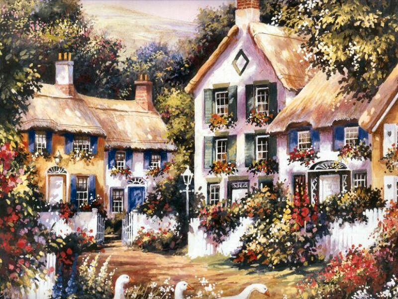 Cottage Village Scene