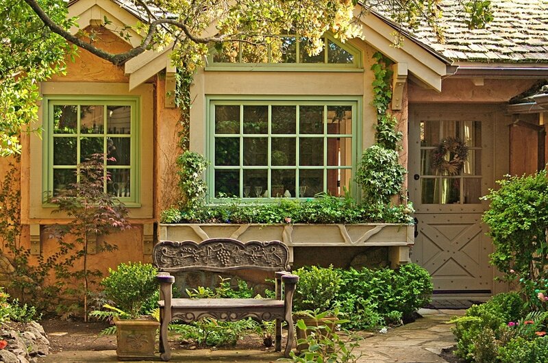 Cottage with Garden Bench