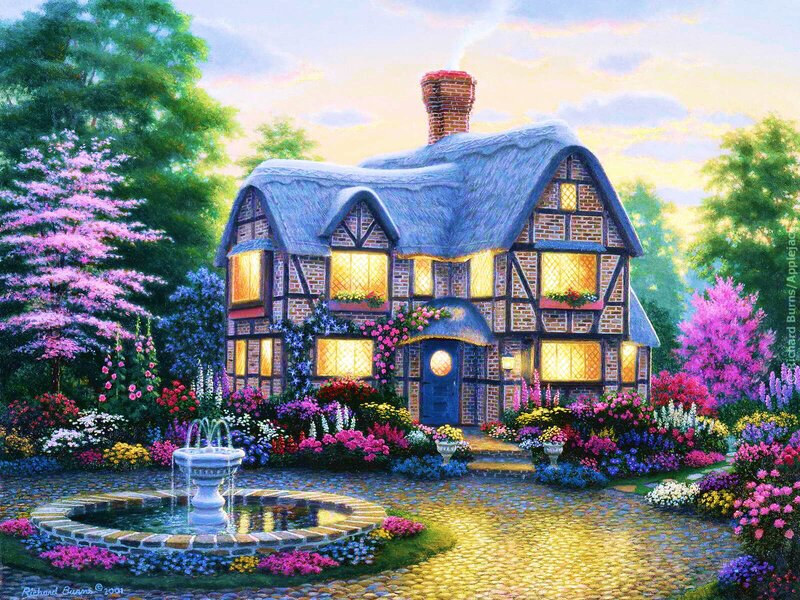 Cottage with Garden — Blue, Serene