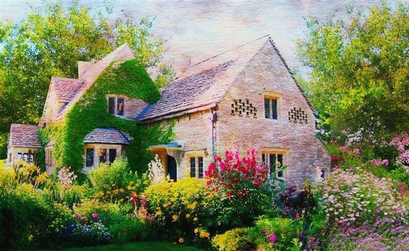 Cottage with Garden — Green, Serene, Summer
