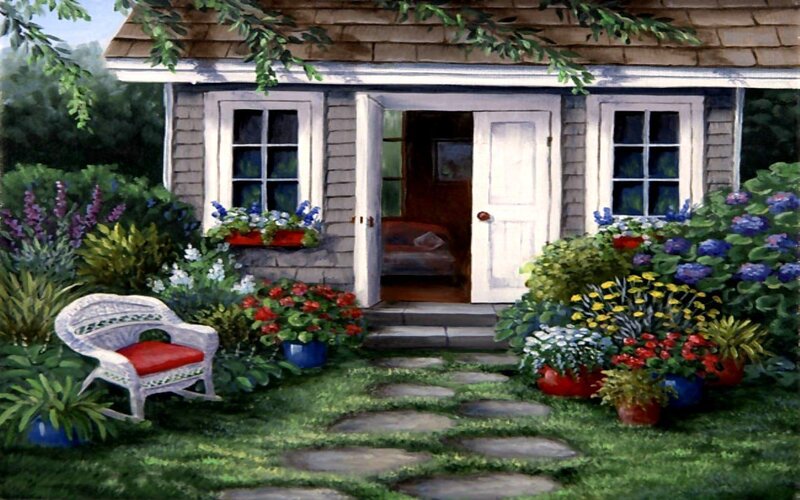 Cottage with Garden — Green, Serene