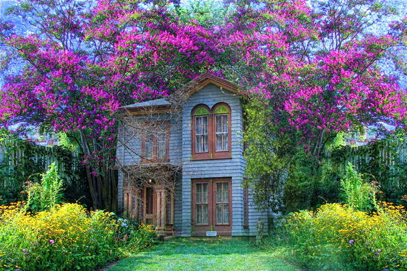 Cottage with Purple Trees