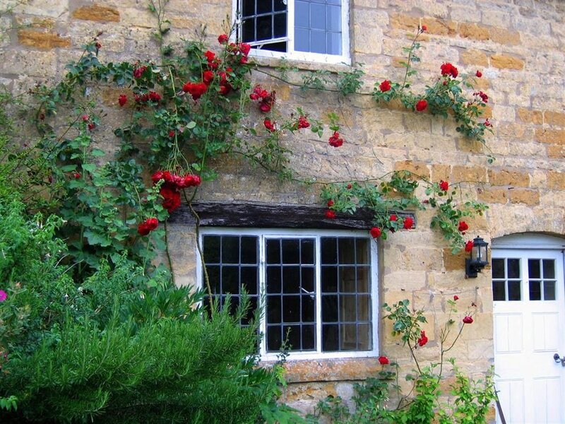 Cottage with red roses