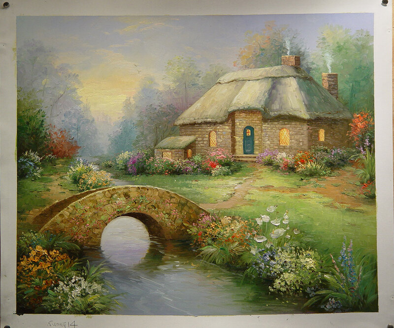 Cottage with Stone Bridge — Green