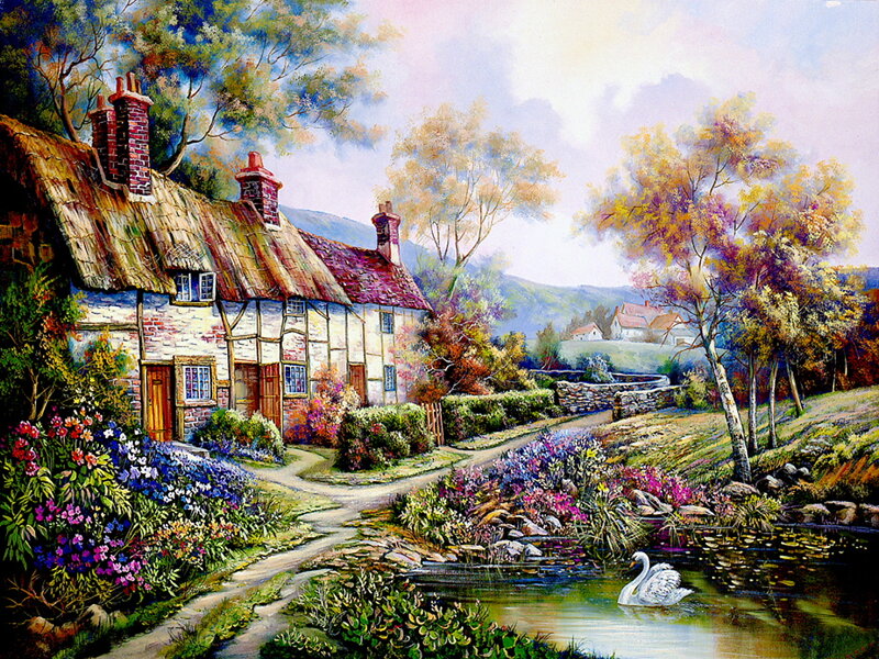 Cottage with Swan Pond