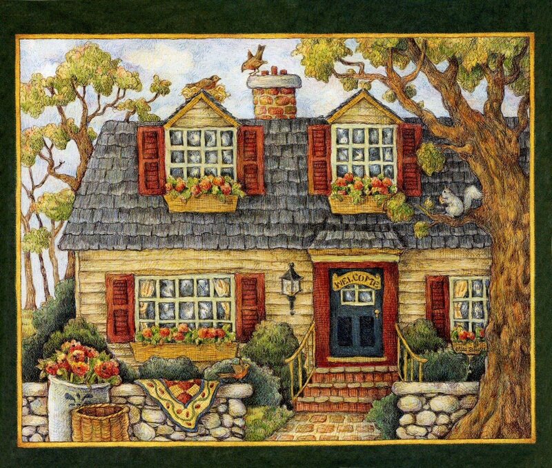 Cottage with Welcome Sign