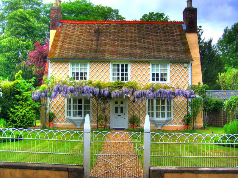 Cottage with Wisteria — Green, Serene