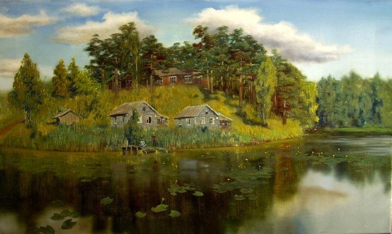 Cottages by a Pond