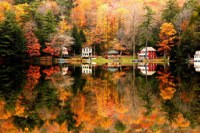 Cottages on Lake Shore — Orange