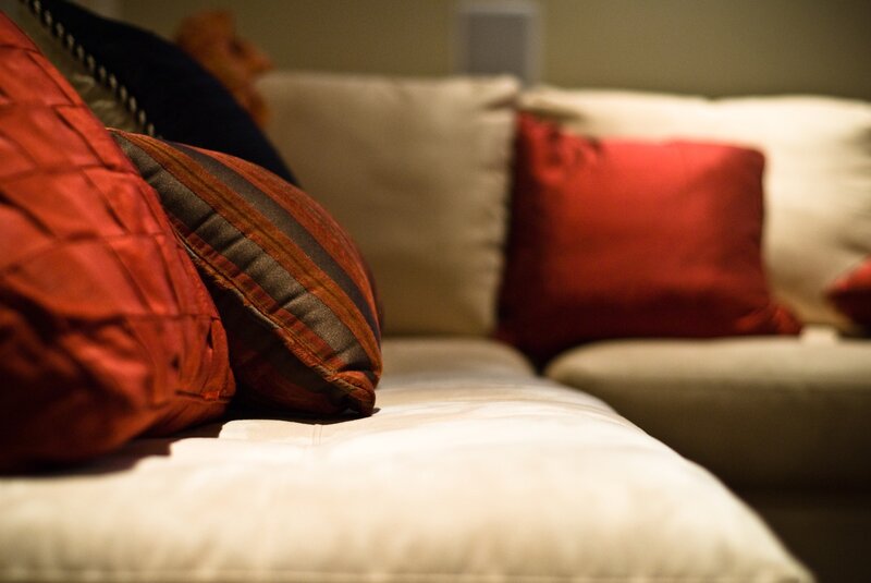 Couch with decorative pillows