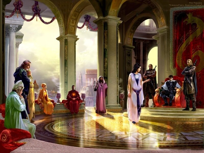 Council in a grand hall