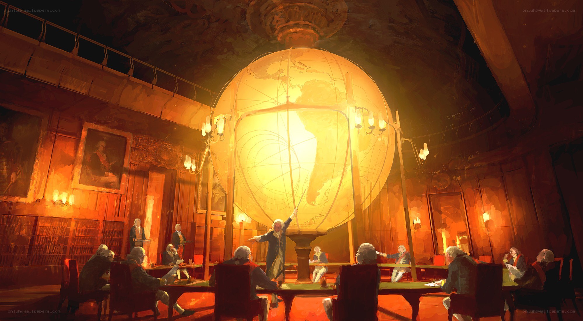 Council meeting with glowing globe