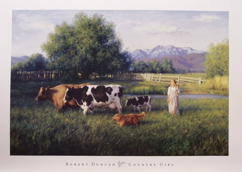 Country Girl with Cows