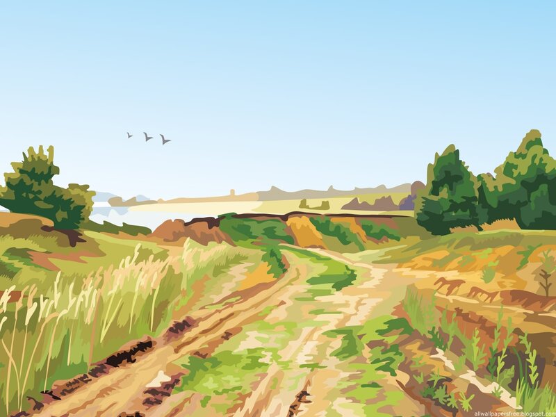 Country path to the lake