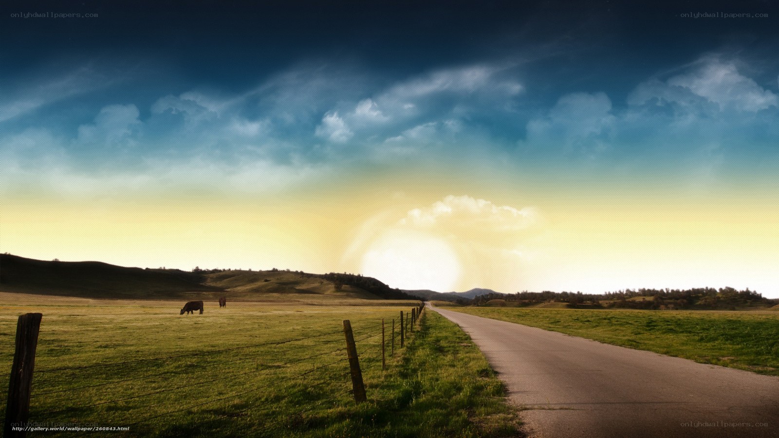 Country road at sunset