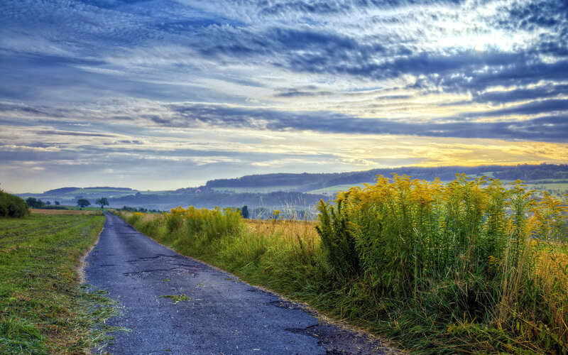 Country Road at Sunset — Blue, Serene