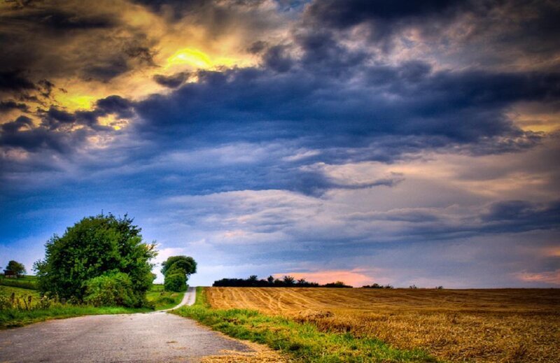 Country Road at Sunset — Blue