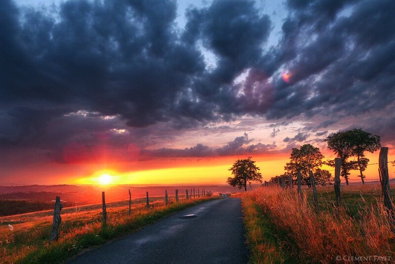 Country Road at Sunset — Orange