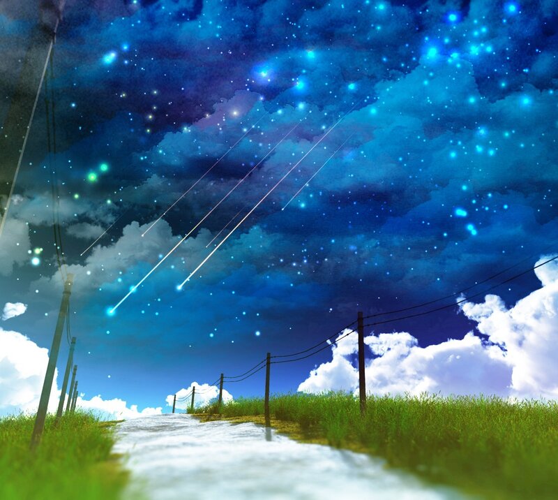 Country Road under Meteor Shower — Blue