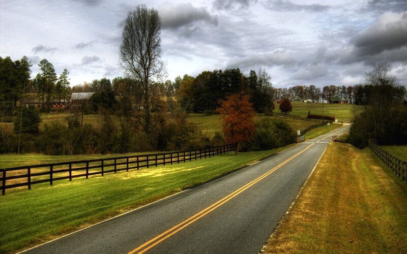 Country Road with Fences