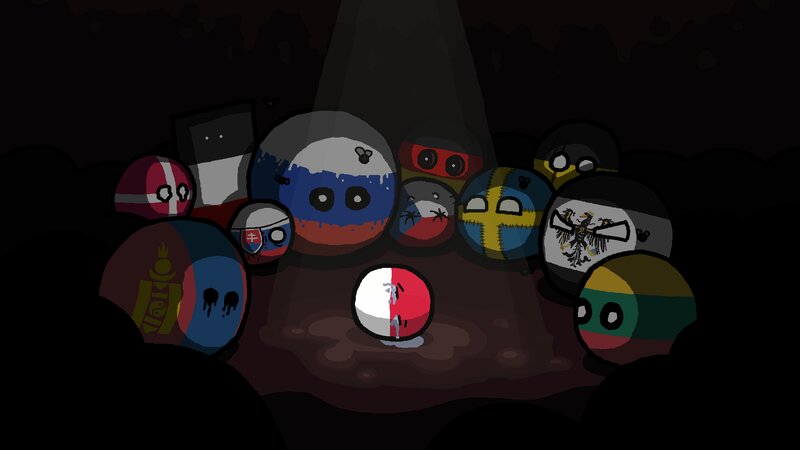 Countryballs in Dark Room