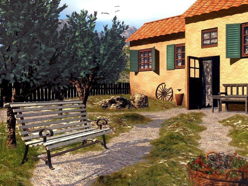 Countryside cottage scene