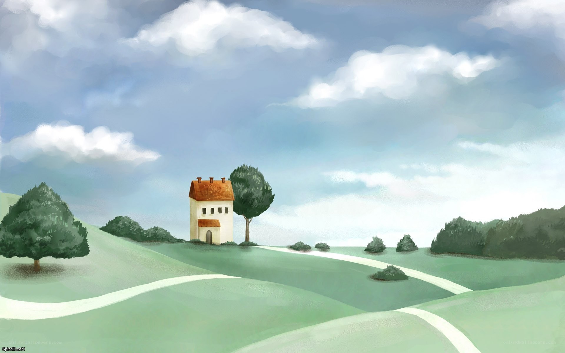 Countryside with a small house