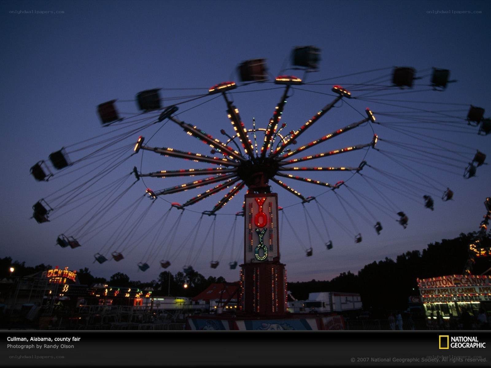 County fair ride at dusk
