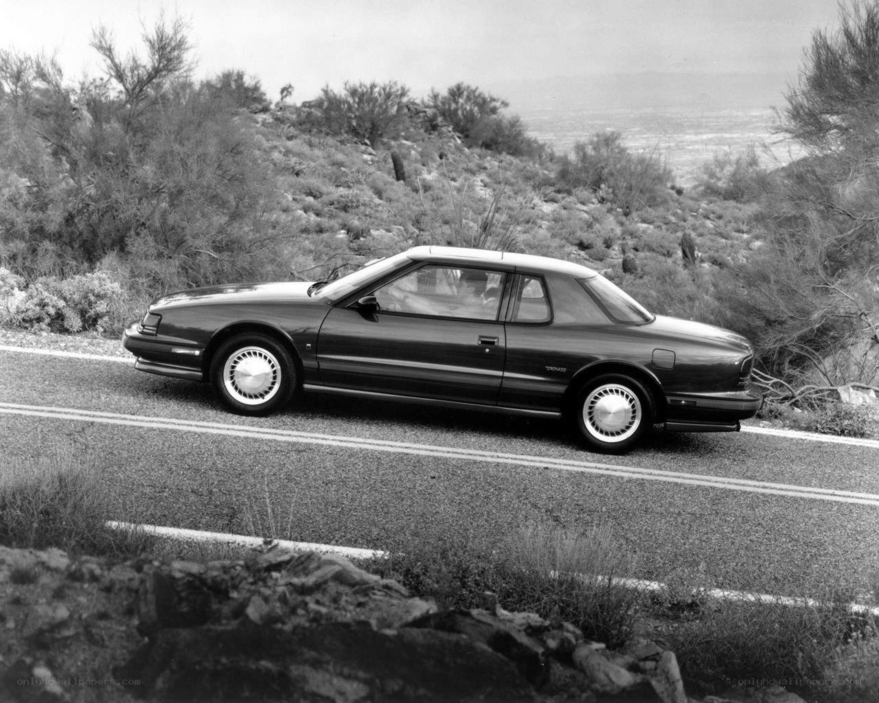 Coupe on desert road