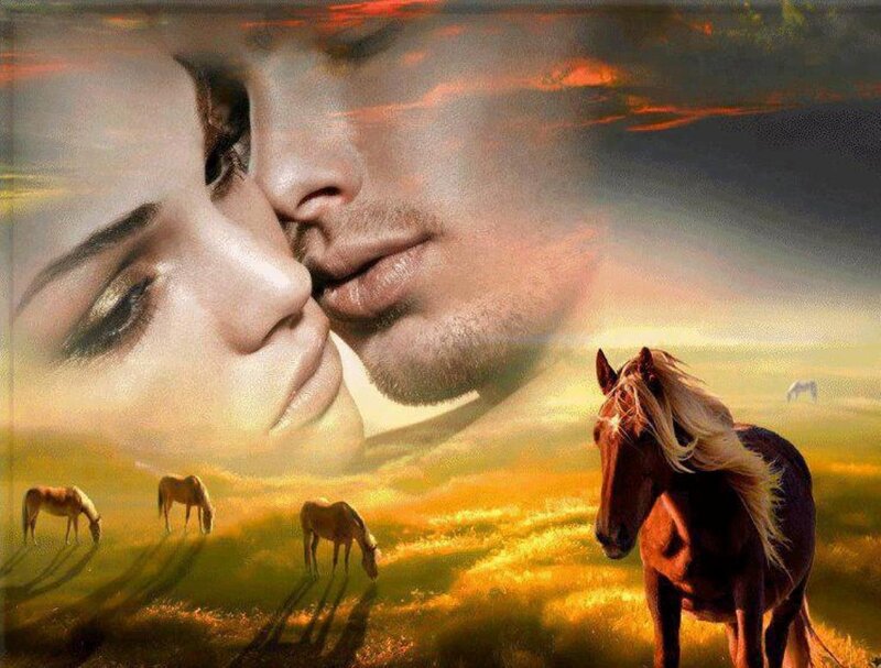 Couple and Horses — Yellow