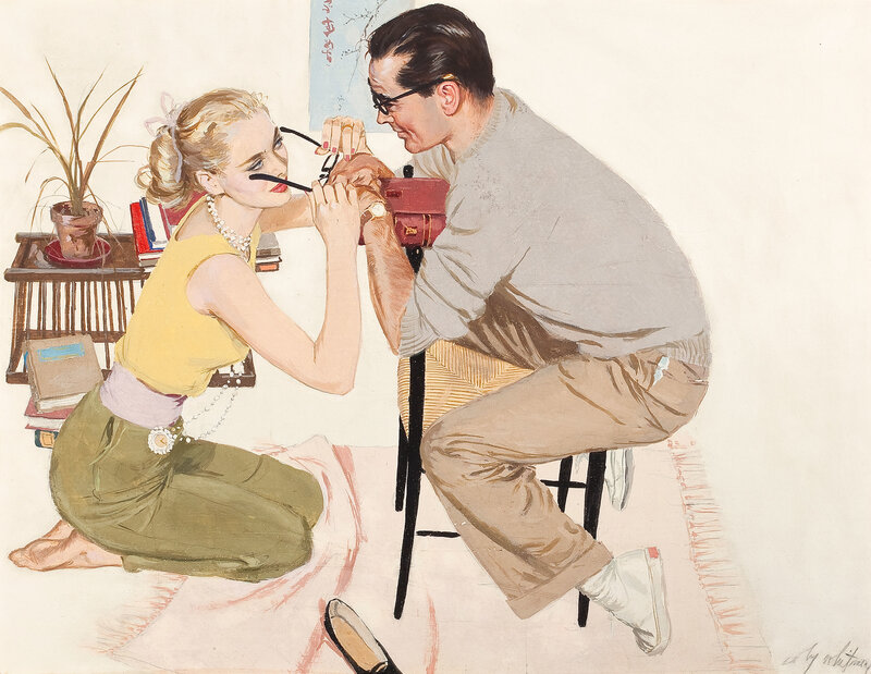 Couple applying makeup