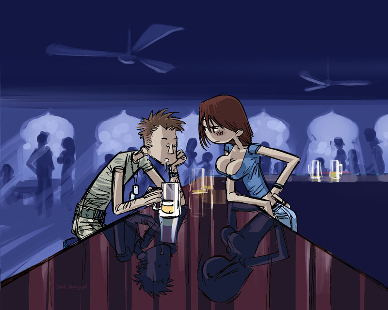 Couple at a bar