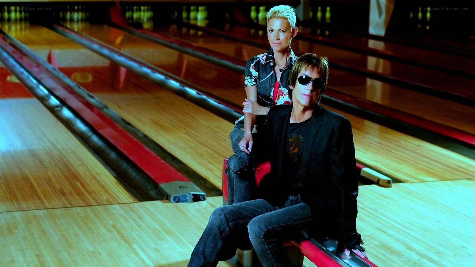 Couple at a bowling alley