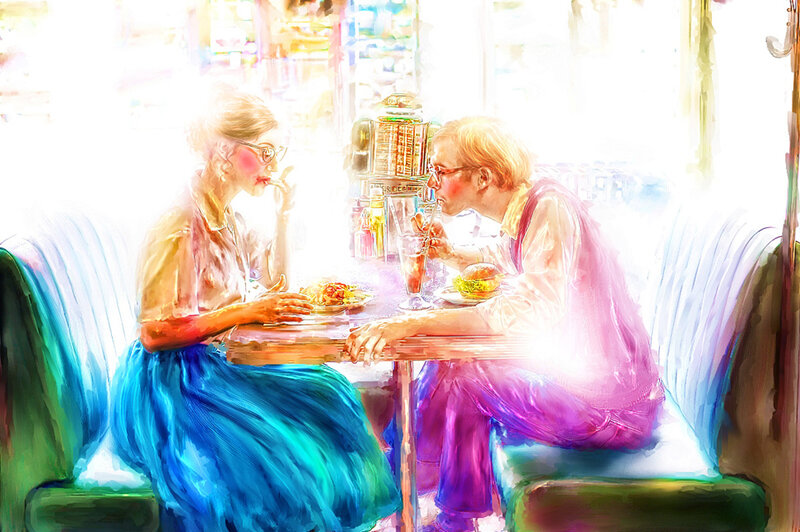 Couple at a diner