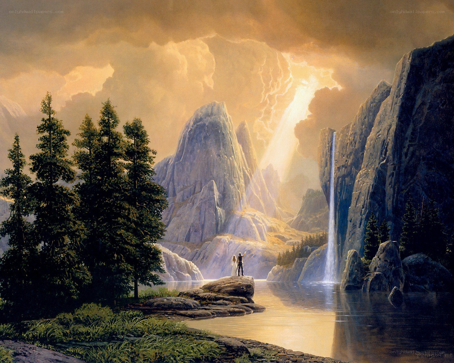 Couple at a waterfall