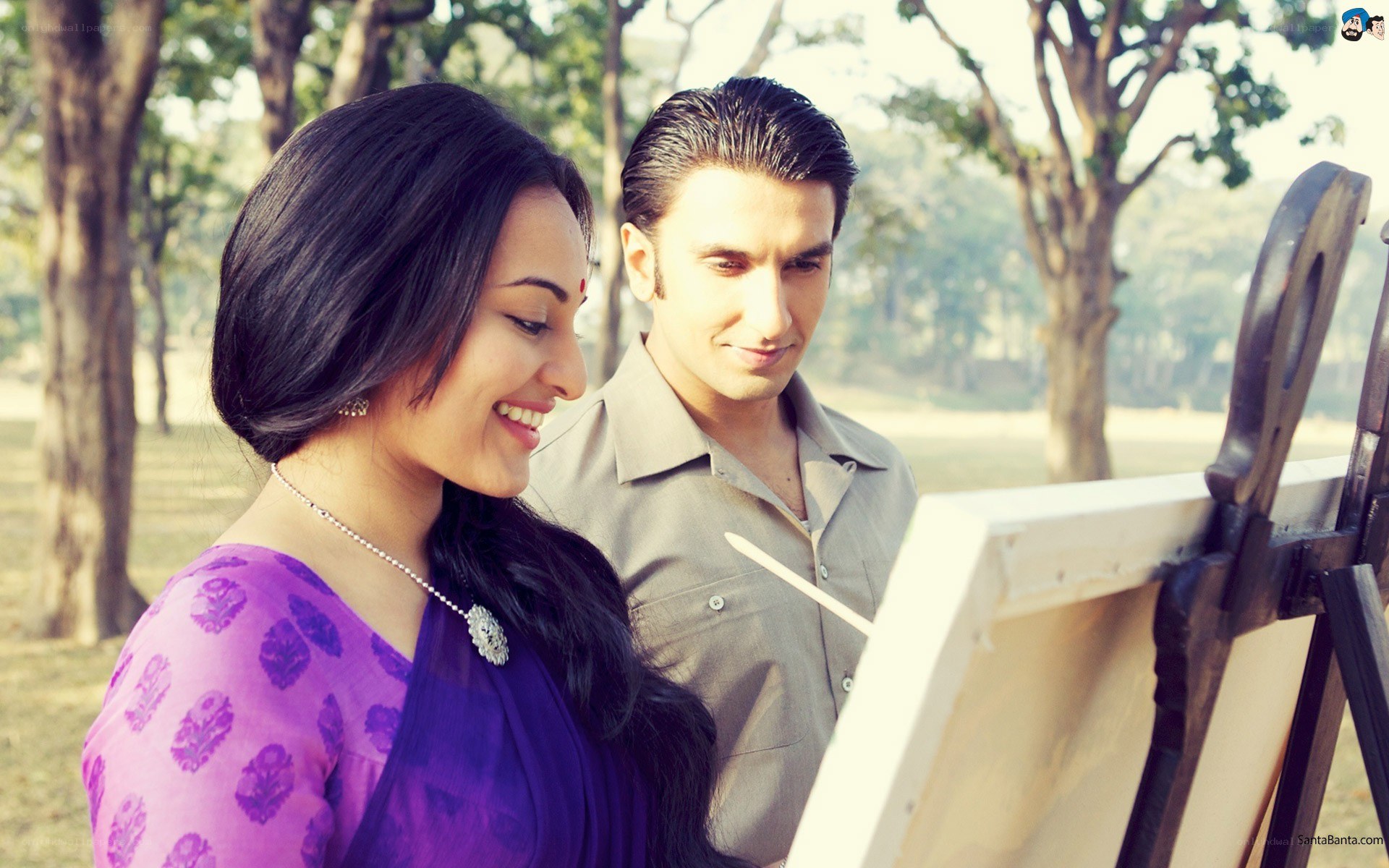 Couple at an art easel