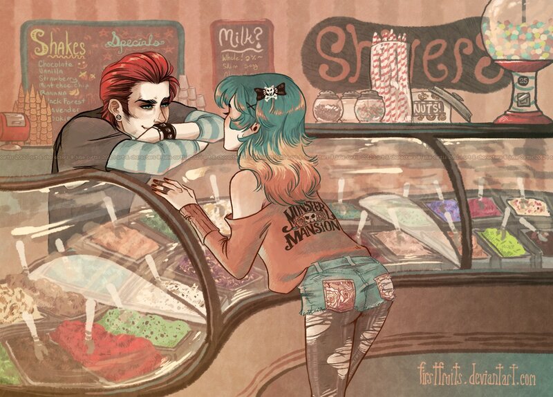 Couple at an ice cream shop