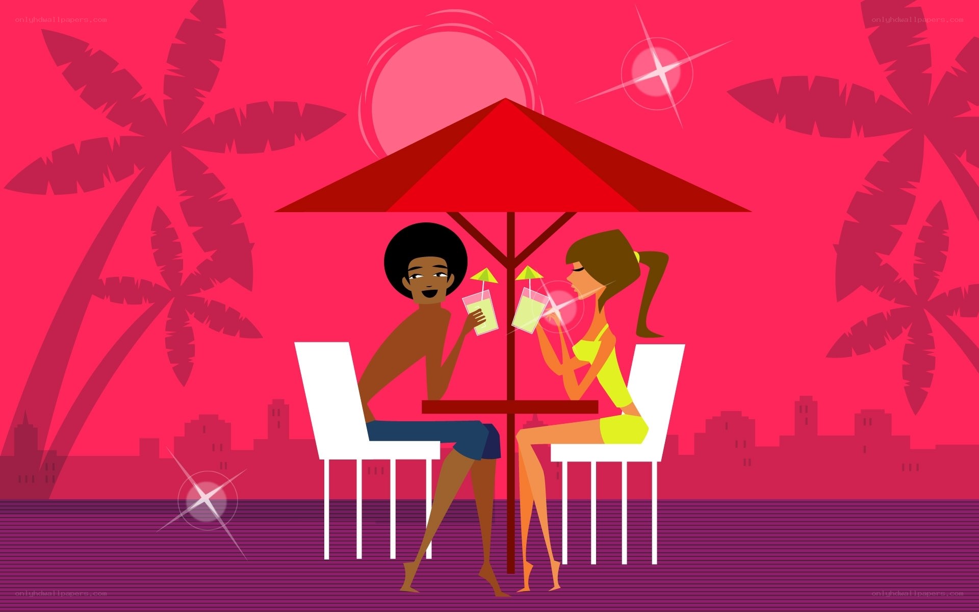 Couple at beachside table