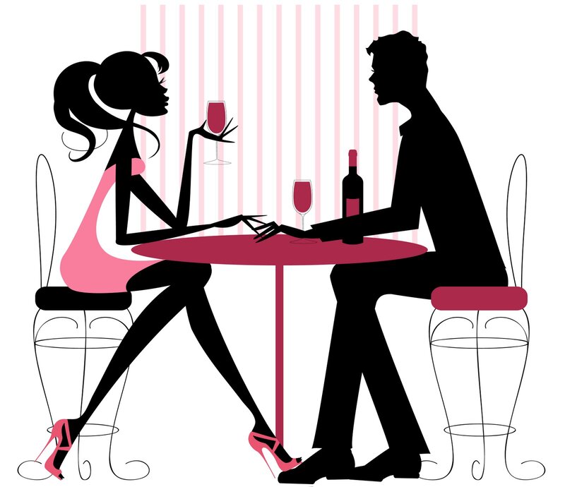 Couple at Dinner Table — Black